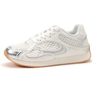 Step Women's Retro Fashion Sneakers Mesh Breathable White Casual Shoes